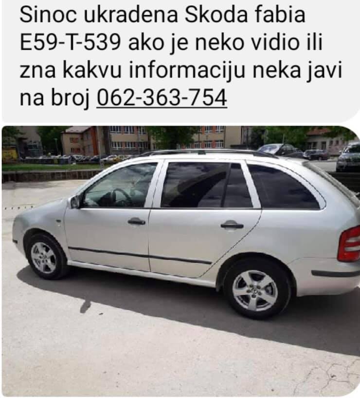 KRAŠEVO: Sinoć ukradena Škoda Fabia
