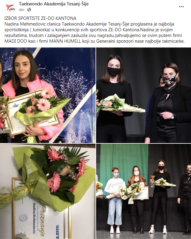 Vrhunski rezultat Taekwondo kluba Akademija Tešanj na manifestaciji "Izbor sportiste" Ze-Do kantona Vrhunski rezultat Taekwondo kluba Akademija Tešanj na manifestaciji "Izbor sportiste" Ze-Do kantona