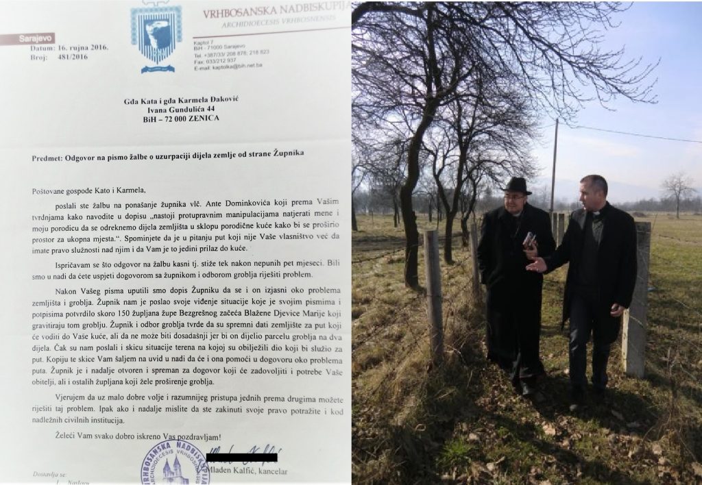 SLUČAJ U ZENICI; Svećenik u ulozi sudije: Župnik gradi crkveno groblje i protjeruje porodicu Đaković SLUČAJ U ZENICI; Svećenik u ulozi sudije: Župnik gradi crkveno groblje i protjeruje porodicu Đaković