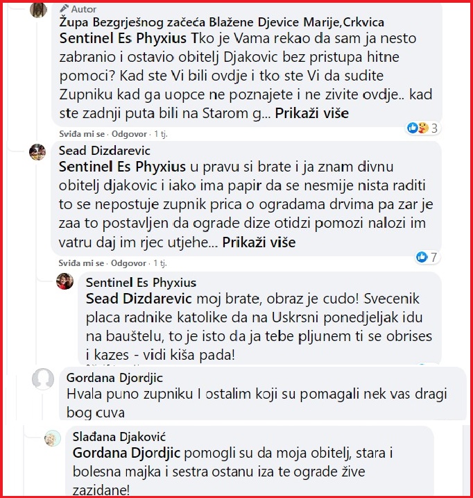 SLUČAJ U ZENICI; Svećenik u ulozi sudije: Župnik gradi crkveno groblje i protjeruje porodicu Đaković SLUČAJ U ZENICI; Svećenik u ulozi sudije: Župnik gradi crkveno groblje i protjeruje porodicu Đaković