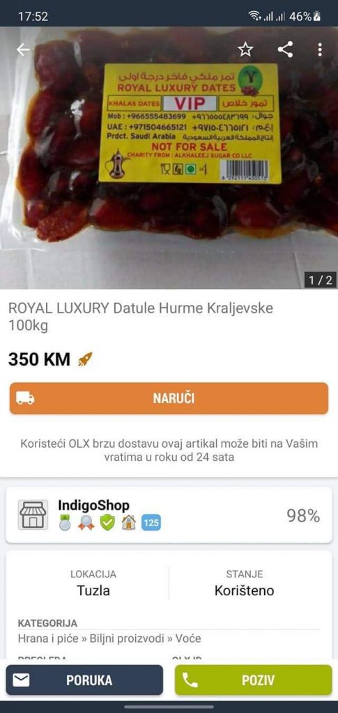 SKANDALOZNO: 100 KG DONIRANIH HURMI PRODAJE ZA 350 KM NA OLX-U SKANDALOZNO: 100 KG DONIRANIH HURMI PRODAJE ZA 350 KM NA OLX-U