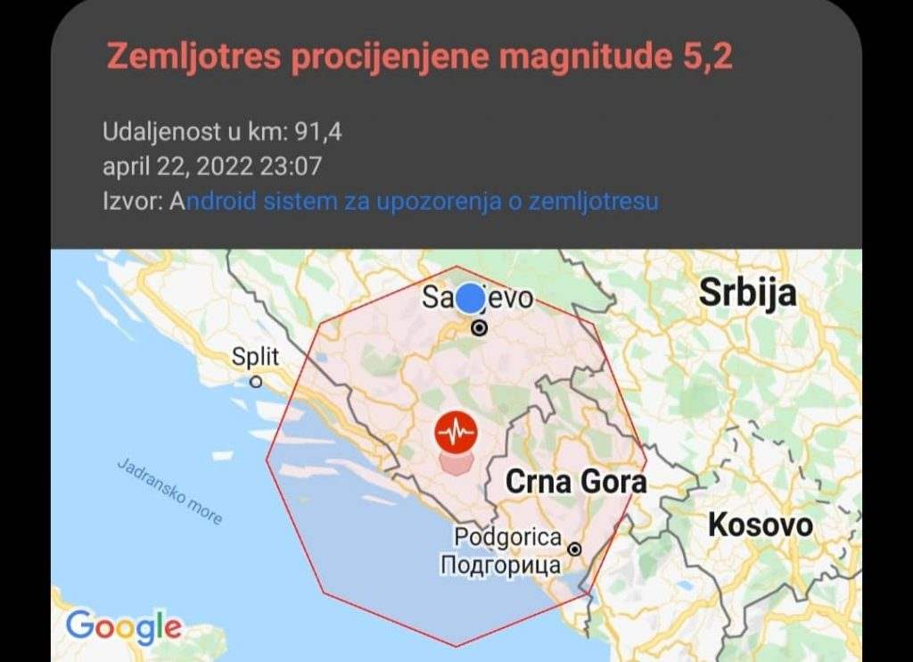 JAK ZEMLJOTRES U BIH: JAČINE 5,2 MAGNITUDE