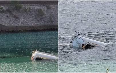 Teška nesreća: Cisterna sletjela u jezero kod Drežnice, povrijeđeno više osoba