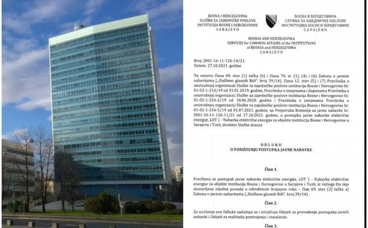 Nova afera potresa bh. institucije: Država ostala bez ugovora za struju, plaćaju za 200.000 KM više račune Nova afera potresa bh. institucije: Država ostala bez ugovora za struju, plaćaju za 200.000 KM više račune