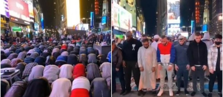 Prvi put u historiji SAD muslimani klanjali taraviju namaz na Times Squareu u New Yorku /VIDEO/ Prvi put u historiji SAD muslimani klanjali taraviju namaz na Times Squareu u New Yorku /VIDEO/