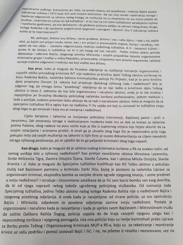 Policajci MUP-a RS-a šokirali pismom o ubistvu Radenka Bašića, pominju i Milana Tegeltiju Policajci MUP-a RS-a šokirali pismom o ubistvu Radenka Bašića, pominju i Milana Tegeltiju