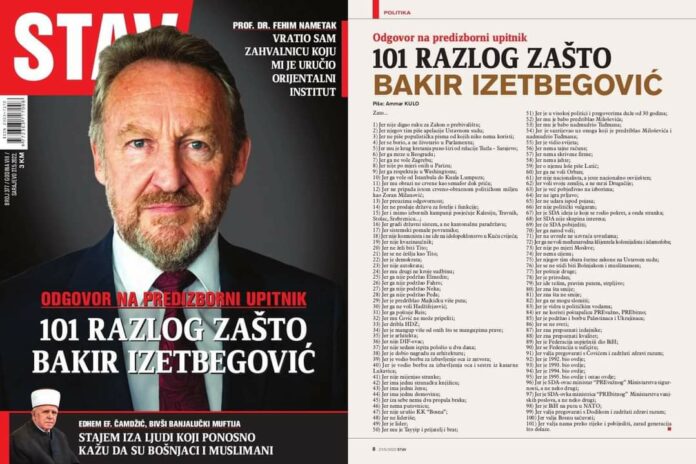 PREDIZBORNE IGRE SDA: “101 RAZLOG ZAŠTO BAKIR IZETBEGOVIĆ”