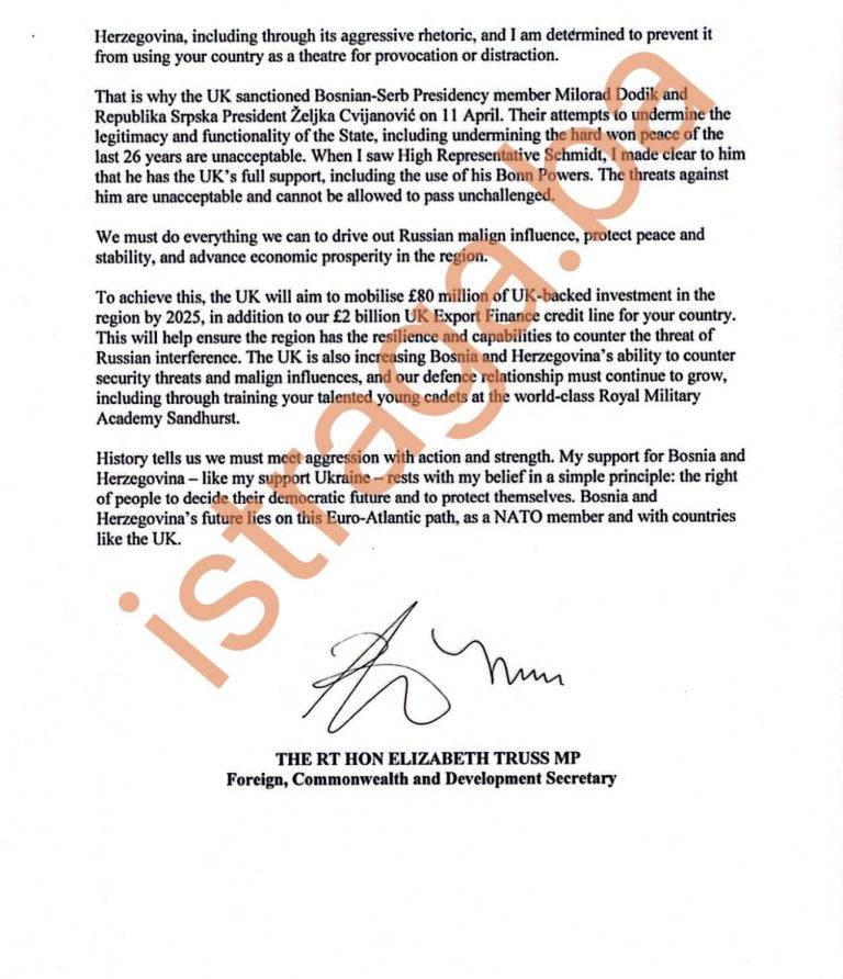 BRITANSKA MINISTRICA UPUTILA PISMO ZORANU TEGELTIJI: “VAŠA BUDUĆNOST JE U NATO-U, UVEDITE SANKCIJE RUSIJI!” BRITANSKA MINISTRICA UPUTILA PISMO ZORANU TEGELTIJI: “VAŠA BUDUĆNOST JE U NATO-U, UVEDITE SANKCIJE RUSIJI!”