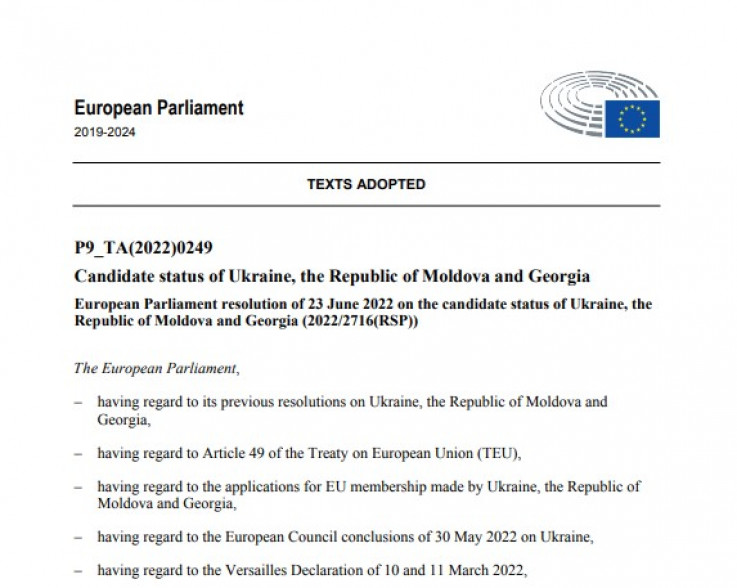 Evropski parlament izglasao: Odmah se odobrava kandidatura za članstvo Ukrajini i Moldaviji