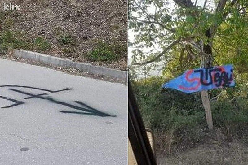 Dan nakon otvaranja šehidskog spomenika kod Prozora iscrtani ustaški simboli i uvredljiva poruka Dan nakon otvaranja šehidskog spomenika kod Prozora iscrtani ustaški simboli i uvredljiva poruka