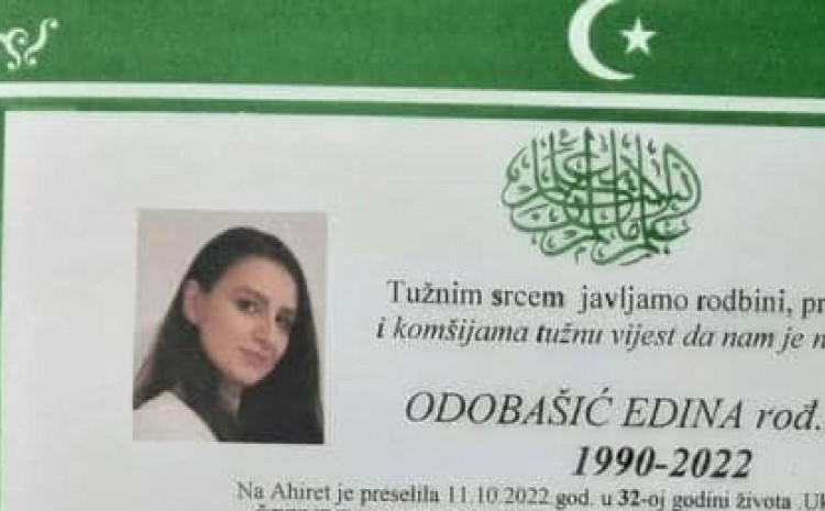 Poznat termin dženaze Edini Odobašić, koju je u Bihaću zadavio muž Enes Poznat termin dženaze Edini Odobašić, koju je u Bihaću zadavio muž Enes