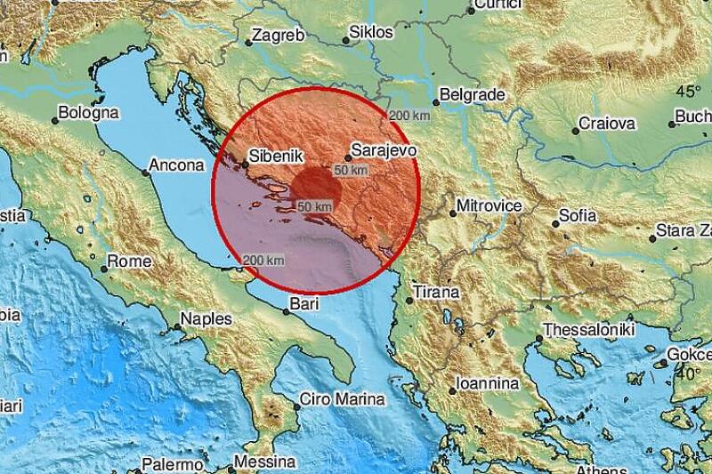 Zemljotres jačine 3,4 po Richteru zatresao BiH, epicentar u Hercegovini Zemljotres jačine 3,4 po Richteru zatresao BiH, epicentar u Hercegovini
