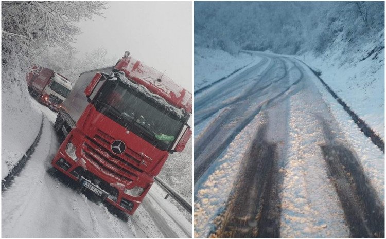 Kamioni zapeli u snijegu, automobili se jedva probijaju: Pogledajte kakva je situacija na Majevici, Karauli i Rogoju