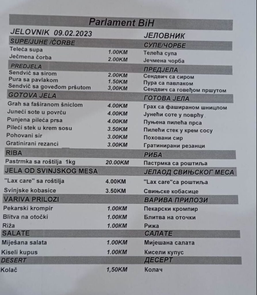 Političari jedu za 4, a studenti za 10 KM Političari jedu za 4, a studenti za 10 KM