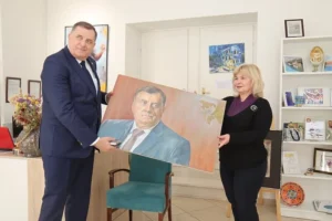 Dodiku u Trebinju za rođendan poklonjena slika njegovog portreta sa RS-om kao dijelom Srbije