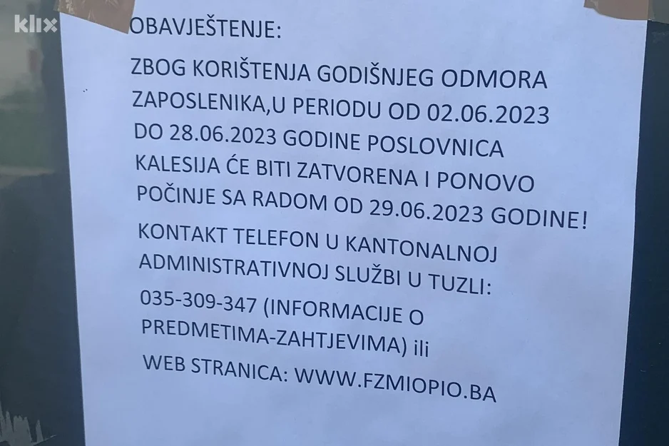 I to je moguće u BiH: "Penziono" u Kalesiji ne radi mjesec dana jer je zaposlenik otišao na godišnji
