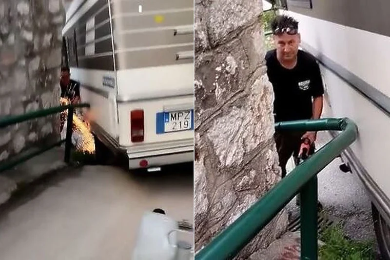 Mađar zaglavio kamper vozilo u uskoj sarajevskoj ulici pa isjekao rukohvat da prođe