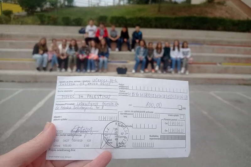 Učenici OŠ Zajko Delić iz Sarajeva oduševili sve: Zajednički donirali novac za narod Palestine