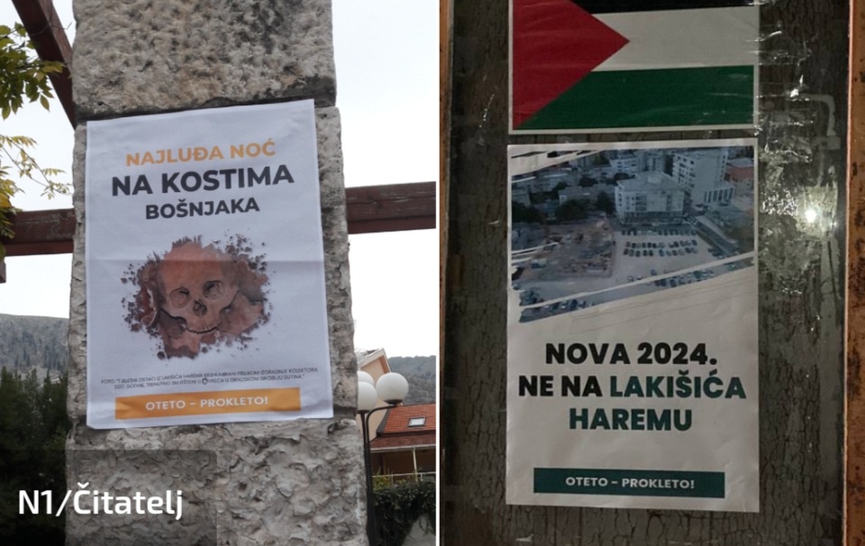 Mostar osvanuo oblijepljen plakatima: “Najluđa noć na kostima Bošnjaka” (FOTO)