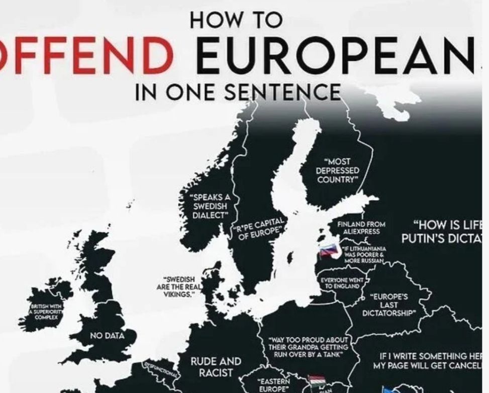 Kako koristeći jednu rečenicu možete uvrijediti građane određene zemlje u Evropi? Kako koristeći jednu rečenicu možete uvrijediti građane određene zemlje u Evropi?