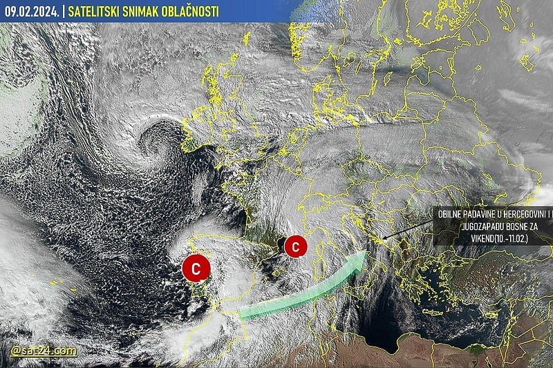 Za vikend nas očekuju snažan južni vjetar i lokalni olujni udari uz kišu