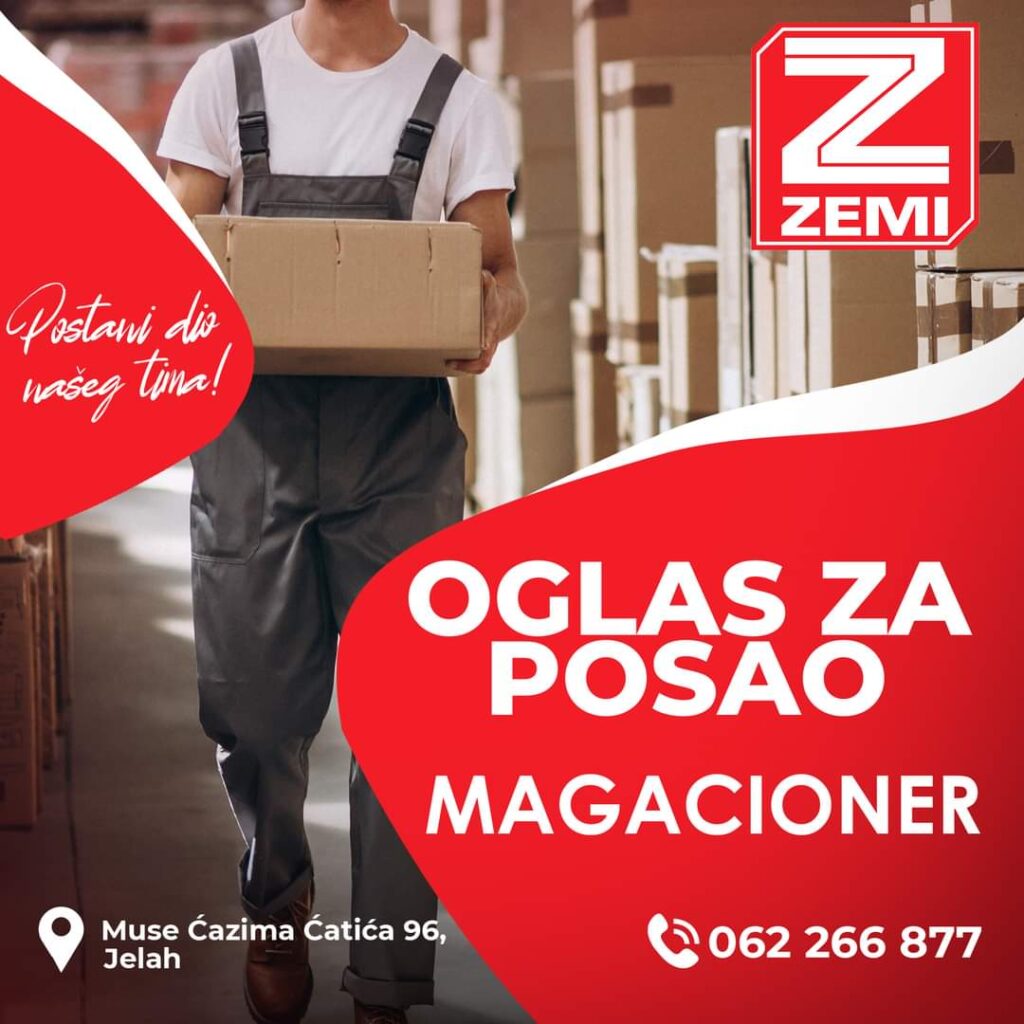 OGLAS ZA POSAO: Zemi zapošljava magacionera OGLAS ZA POSAO: Zemi zapošljava magacionera
