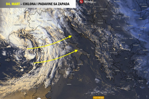 Nestabilno vrijeme ove sedmice: Naći ćemo se pod uticajem dvije ciklone