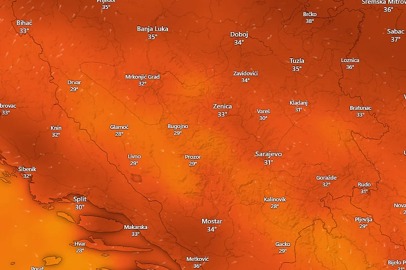 Zbog ekstremno visokih temperatura u petak će širom BiH na snazi biti crveni meteoalarm