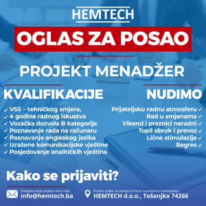 Hemtech Tešanj zapošljava projekt menadžera